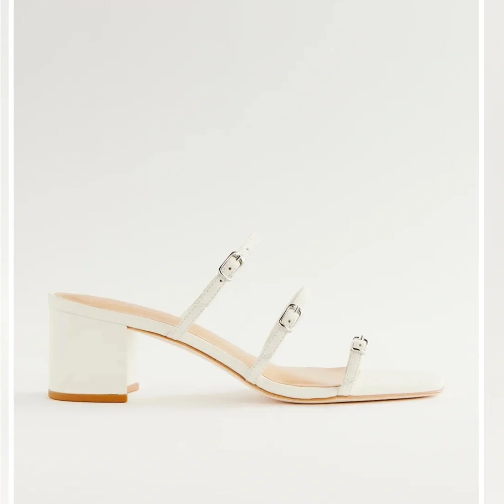 Reformation Estelle Buckle Sandal - White - Size 7 - Picture 2 of 7